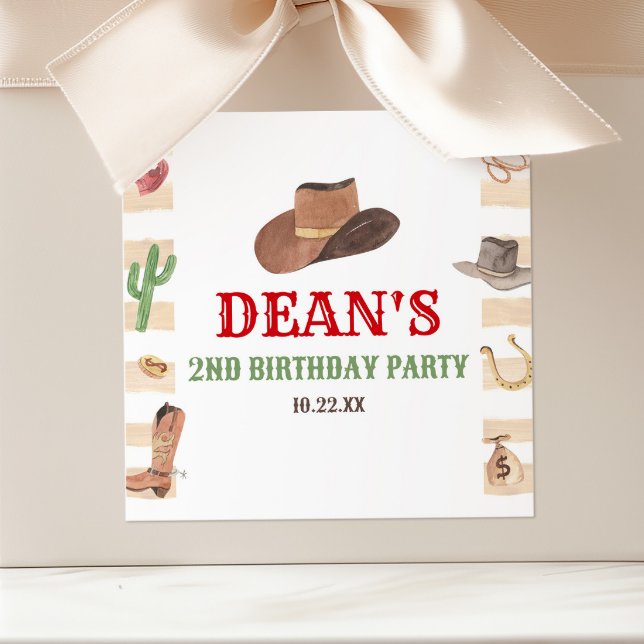 Pegatina Cuadrada Fiesta de cumpleaños occidental de Rodeo Cowboy We (Subido por el creador)