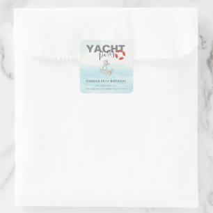 Pegatina Cuadrada Fiesta de cumpleaños para el crucero náutico