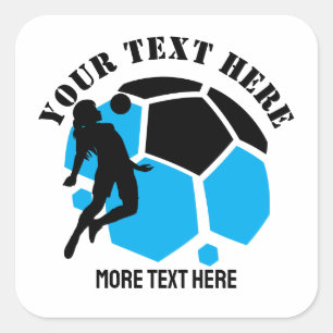 Pegatina Cuadrada Fiesta de cumpleaños para el fútbol de un Chica de