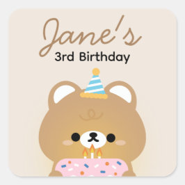 Pegatina Cuadrada Fiesta de cumpleaños simple y divertida