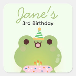 Pegatina Cuadrada Fiesta de cumpleaños simple y divertida