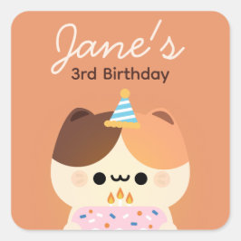 Pegatina Cuadrada Fiesta de cumpleaños simple y divertida