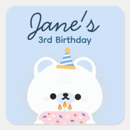 Pegatina Cuadrada Fiesta de cumpleaños simple y divertida