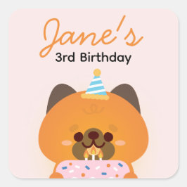 Pegatina Cuadrada Fiesta de cumpleaños simple y divertida