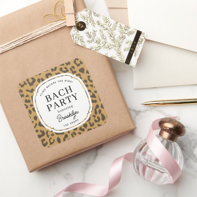 Pegatina Cuadrada Fiesta de Despedida de Soltera con Estampado Anima (Regalar)