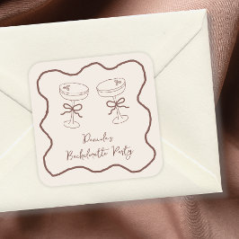 Pegatina Cuadrada Fiesta de Despedida de Soltera con Martini de Espr