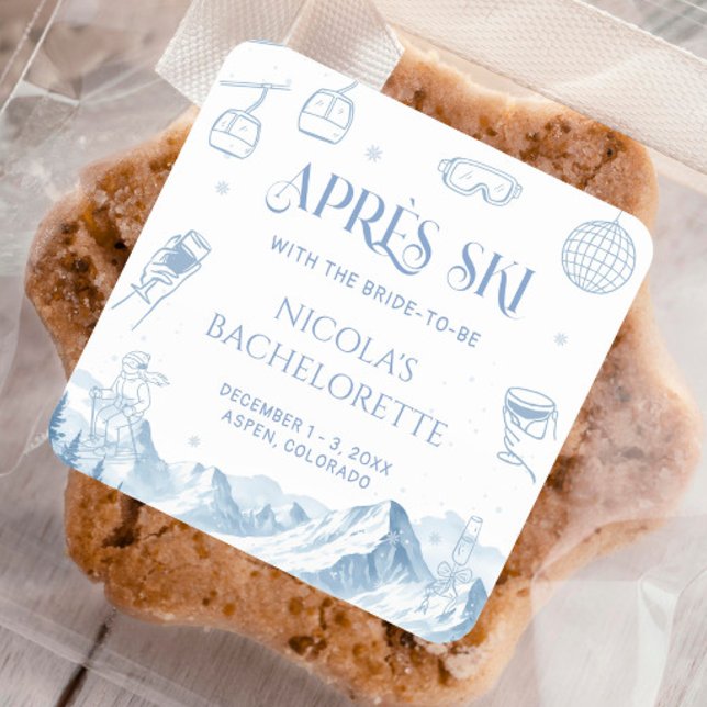 Pegatina Cuadrada Fiesta de Despedida de Soltera de Esquí de Inviern (Subido por el creador)