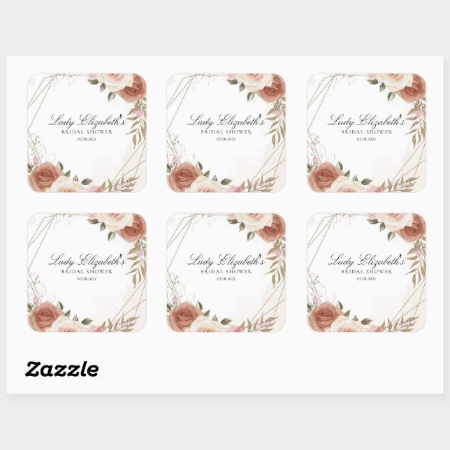 Pegatina Cuadrada Fiesta de Despedida de Soltera de Flores Purpura d (Hoja)