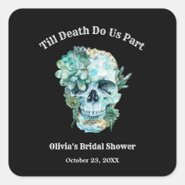 Pegatina Cuadrada Fiesta de Despedida de Soltera de Halloween Hasta 