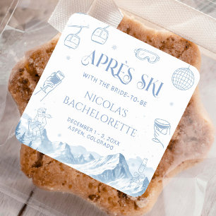 Pegatina Cuadrada Fiesta de Despedida de Soltera de Invierno Después