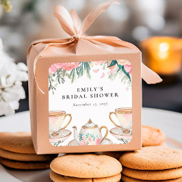 Pegatina Cuadrada Fiesta de Despedida de Soltera Elegante Floral de 