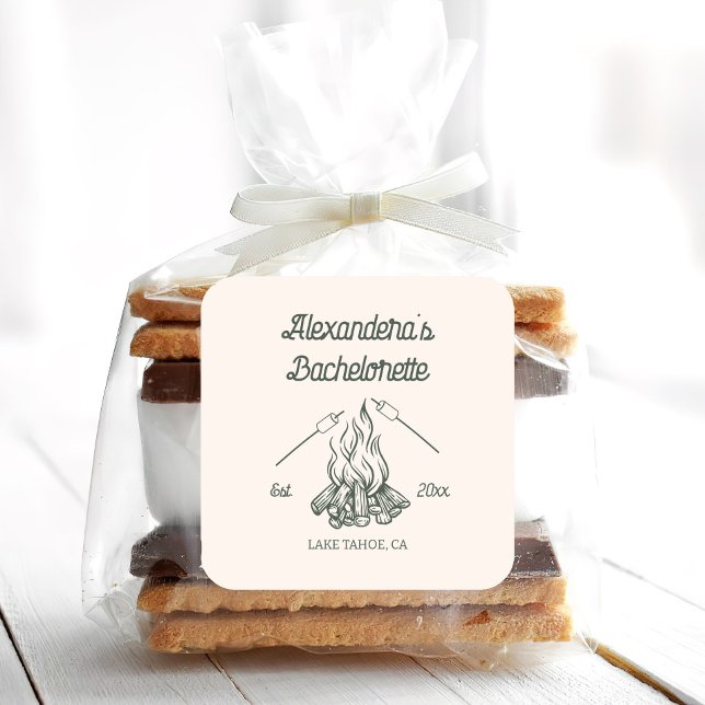 Pegatina Cuadrada Fiesta de Despedida de Soltera en el Campamento  (Subido por el creador)