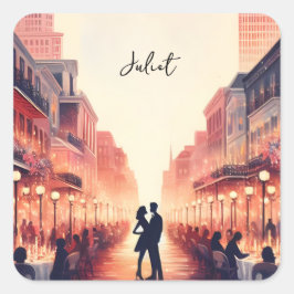 Pegatina Cuadrada Fiesta de Despedida de Soltera en la Playa de Vera