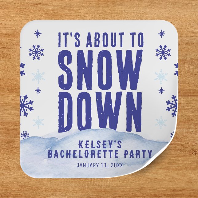 Pegatina Cuadrada Fiesta de Despedida de Soltera Esquí de Invierno C (Winter Skiing Snow Snowflake Bachelorette Party Square Sticker
)