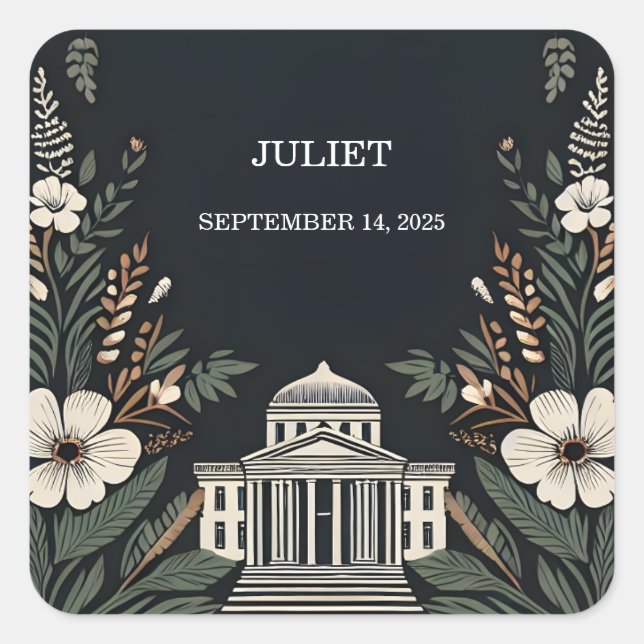 Pegatina Cuadrada Fiesta de Despedida de Soltera Verdaderamente Emoc (Anverso)