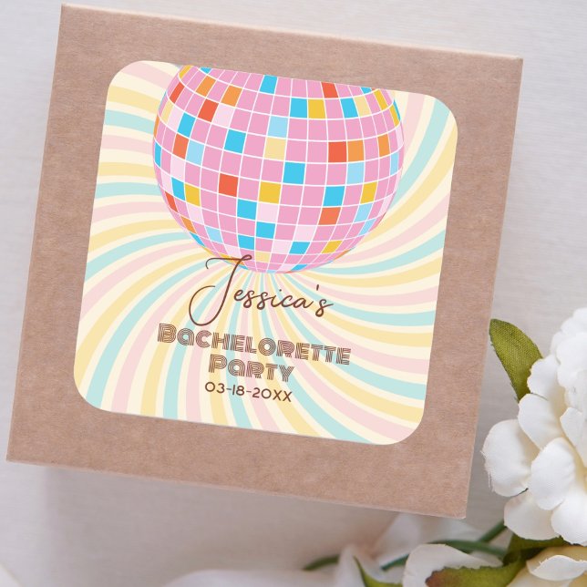 Pegatina Cuadrada Fiesta de Despedida Retro Groovy Última Discoteca (Subido por el creador)