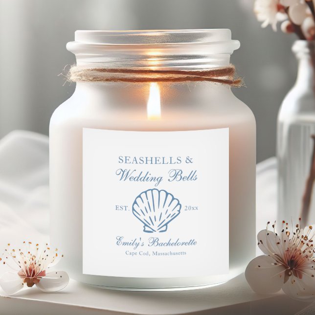 Pegatina Cuadrada Fiesta de Despedida Seashells and Wedding Bells (Subido por el creador)
