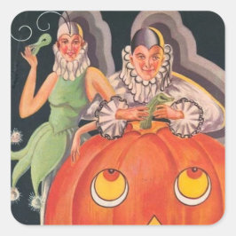 Pegatina Cuadrada Fiesta de disfraces de Halloween vintage