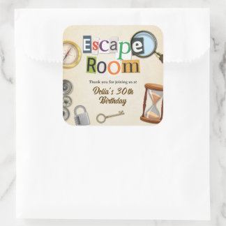 Pegatina Cuadrada Fiesta de Escape Room