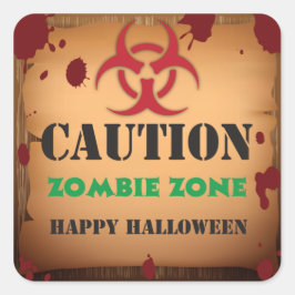 Pegatina Cuadrada Fiesta de Halloween del Virus Zombie