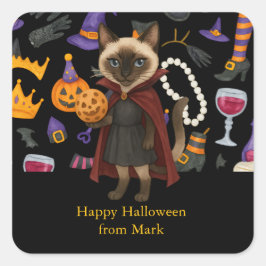 Pegatina Cuadrada Fiesta de halloween para los amantes de las pelota