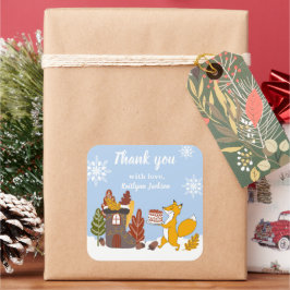 Pegatina Cuadrada Fiesta de invierno Navidades Fox Wild regalo anima