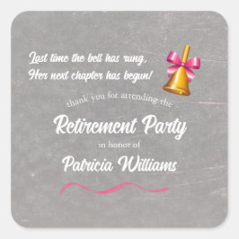 Pegatina Cuadrada Fiesta de Jubilación Bell de Escuela Clásica