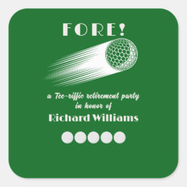 Pegatina Cuadrada Fiesta de Jubilación de Tee-Riffic Fore Golf Retir