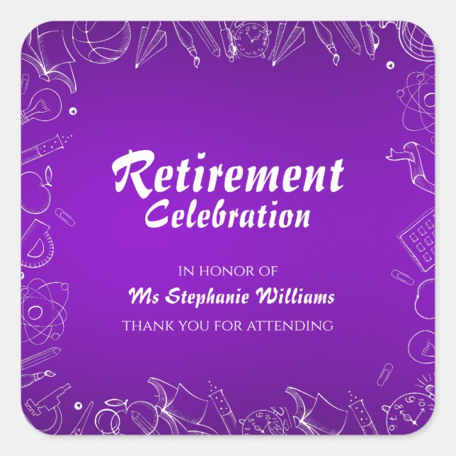 Pegatina Cuadrada Fiesta de la Celebración de los Maestros Retirados (Anverso)