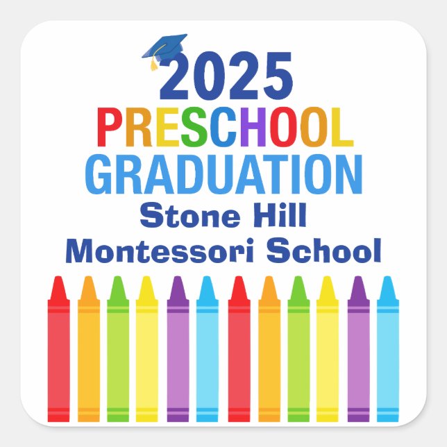 Pegatina Cuadrada fiesta de la Escuela Personalizado de Graduación P (Anverso)