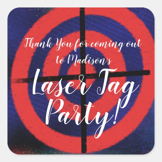 Pegatina Cuadrada Fiesta de Laser Tag Grunge Dart (Anverso)
