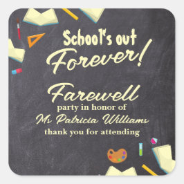 Pegatina Cuadrada Fiesta de Maestros Retirados de Chalkboard