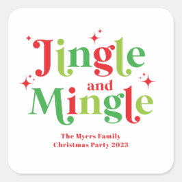 Pegatina Cuadrada Fiesta de Navidad Jingle and Mingle