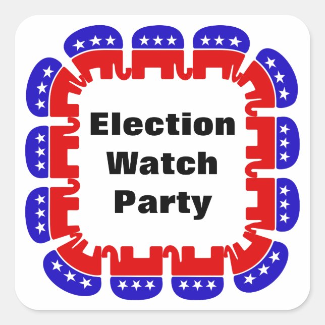 Pegatina Cuadrada Fiesta de Observador Electoral Republicano (Anverso)