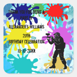 Pegatina Cuadrada Fiesta de Paintball