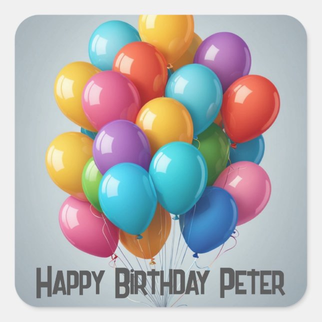 Pegatina Cuadrada Fiesta de pandillas de cumpleaños feliz (Anverso)