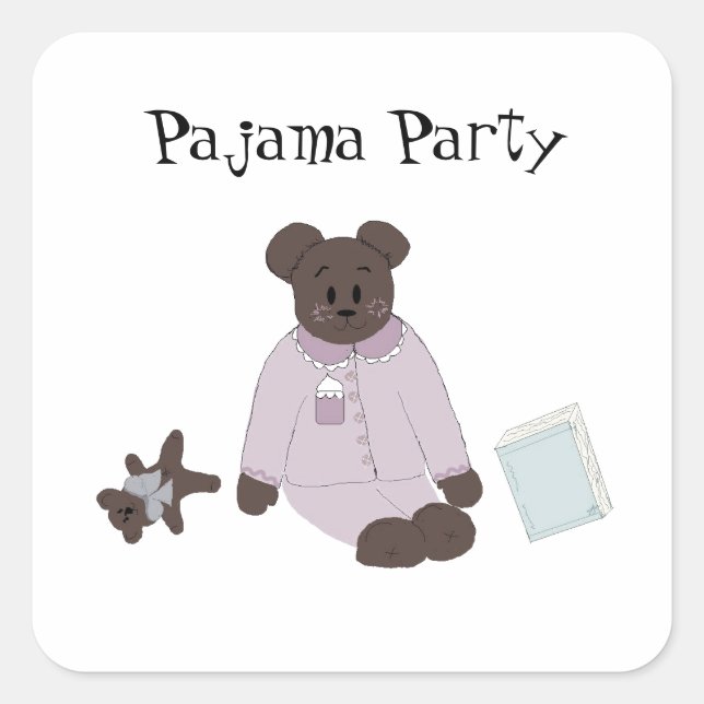 Pegatina Cuadrada Fiesta de pijamas (Anverso)
