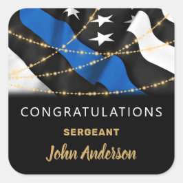 Pegatina Cuadrada Fiesta de policía: Felicitaciones por el oro azul