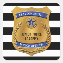 Pegatina Cuadrada Fiesta de Policía Personalizado