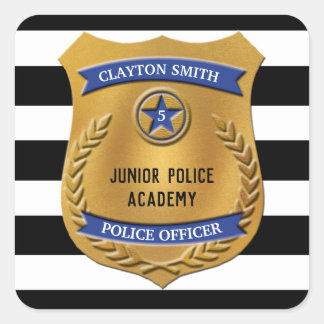 Pegatina Cuadrada Fiesta de Policía Personalizado