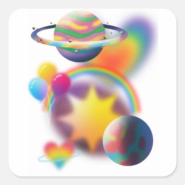 PEGATINA CUADRADA FIESTA DE RAINBOW (Anverso)