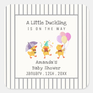 Pegatina Cuadrada Fiesta de raya caprichosa Little Duckling Baby Sho