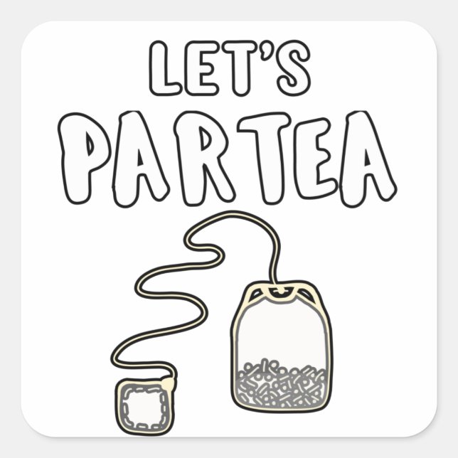 Pegatina Cuadrada Fiesta de regalos de té con encanto Chica (Anverso)
