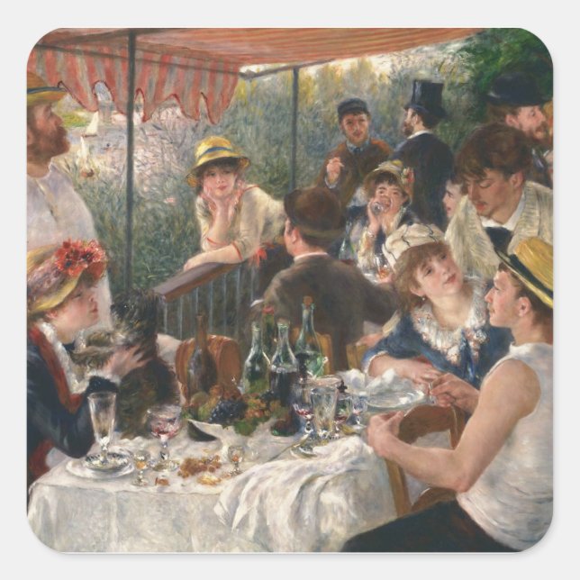 Pegatina Cuadrada Fiesta de Renoir French Luncheon Boating (Anverso)