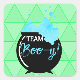 Pegatina Cuadrada Fiesta de revelación de género de Boo-y de equipo
