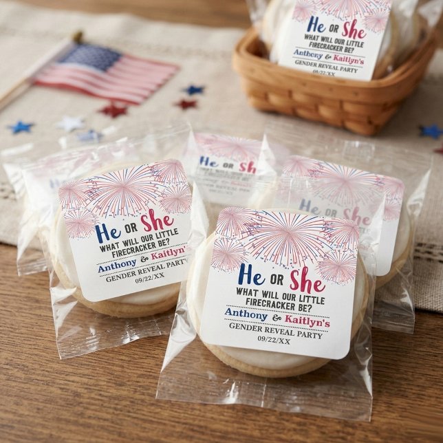 Pegatina Cuadrada Fiesta de Revelación de Género del 4 de Julio con  (Subido por el creador)