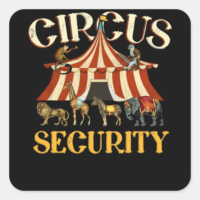 Pegatina Cuadrada Fiesta de seguridad del Circus (Anverso)