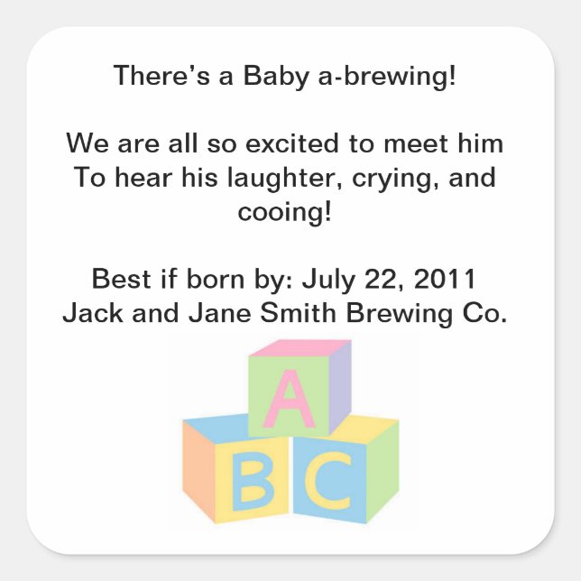 Pegatina Cuadrada Fiesta de té de Baby Shower (Anverso)