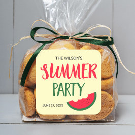 Pegatina Cuadrada Fiesta de verano de la sandía verde roja