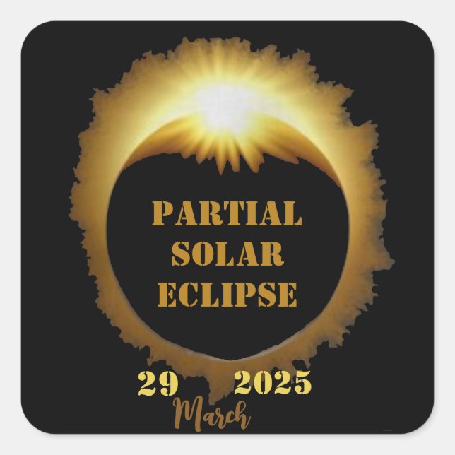 Pegatina Cuadrada Fiesta de visualización de evento de eclipse solar (Anverso)